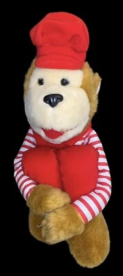 Commonwealth Monkey Stuffed Animal Plush Knee Hugger Vintage Red Corduroy - Image 1 of 4