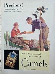 1930 Camel Cigarettes Don't deny yourself the luxury rowboat vintage ad  - Picture 1 of 1