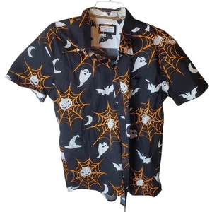 Eighth Avenue Collared Button Down Shirt, Halloween Motif, Size Large, NWT - Picture 1 of 6