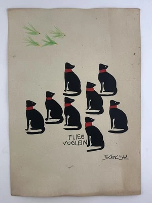 Pintura artística Banksy certificado de autenticidad dibujo original papel vintage firmado Foto 1 de 3