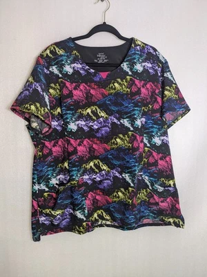 Cherokee Infinity Scrub Shirt Top Womens 2XL Black Multicolor Mountain Medical - Image 1 of 4