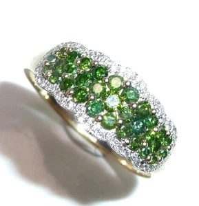 Ring 585 Gelbgold 1.00ct. grüne u weiße Diamanten Gr: 66 / 21 mm änderbar 4,2gr - Picture 1 of 11