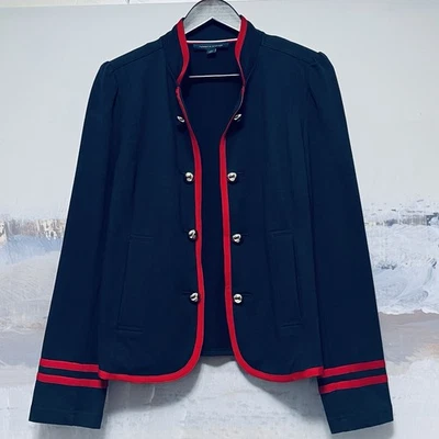 Blazer TOMMY HILFIGER Contraste Piped Para Mujer L Estilo Militar Chaqueta Frente Abierto Foto 1 de 4