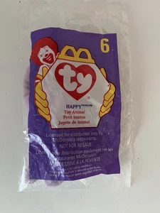 McDonalds TY Teenie Beanie BABY #6 Happy Hippo Neu im Paket Schneller Versand - Bild 1 von 2