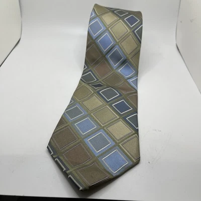 Corbata para hombre Axcess 100 % seda puntos cuadrados dorada, marrón, azul 60" x 3,5" Foto 1 de 4