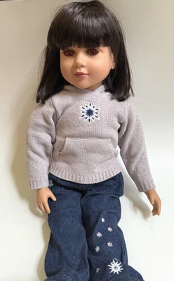 Vintage MY TWINN 23" Doll Dark Brown/ Black Hair, Brown/ Amber Eyes with Outfit - Image 1 of 4