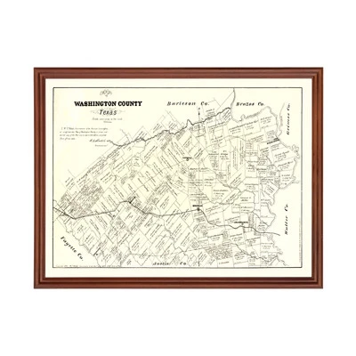 Old Map of Washington County, TX 1879 - Vintage Texas Art - Image 1 of 4