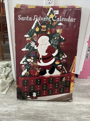 Vintage Wooden Christmas Advent Calendar Santa's Tree 24" Costco - Image 1 of 4