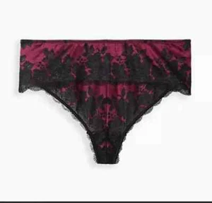 Torrid High Waist Pink & Black Boudoir Lace Thong Panty Plus Size 3 / 22-24 NWT! - Picture 1 of 6