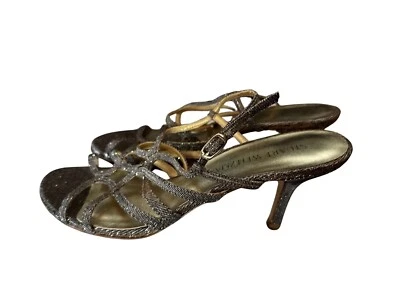 Sandalias al tobillo Stuart Weitzman para mujer talla 8N estrás bronce ocasión especial Foto 1 de 4
