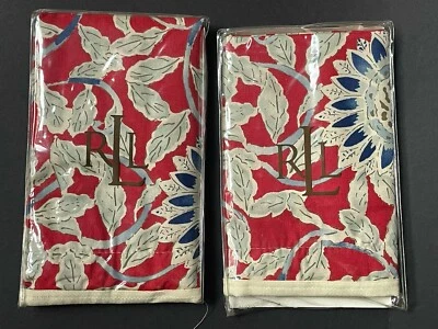 全新! 罕见一对 Ralph Lauren COTE D'AZUR *欧洲枕套红色花卉向日葵 — 第 1/4 张图片