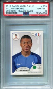 Pegatinas Copa Mundial Panini 2018 Kylian Mbappe #209 Black Back RC PSA 8 - Imagen 1 de 2