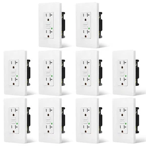 GFCI Outlet 20 Amp Ground Fault Electrical Receptacle LED Indicator Non-TR 10Pcs - Picture 1 of 12