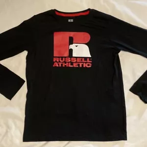Russell Athletic ~ XL Youth Logo Graphic Black Long Sleeve Crew Neck T-shirt - Picture 1 of 7