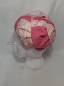 Vtg '50s Women's Hat - Juliet style, Pink , with netting, Wired - Picture 1 of 10