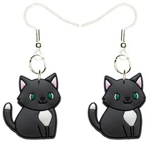 Kitty Cat Earrings Handmade Hypoallergenic Silver Plated Fishhooks - Picture 1 of 4