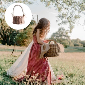 Lace Portable Flower Basket Miss Bride Wedding Hampers Decoration Girl - Picture 1 of 12