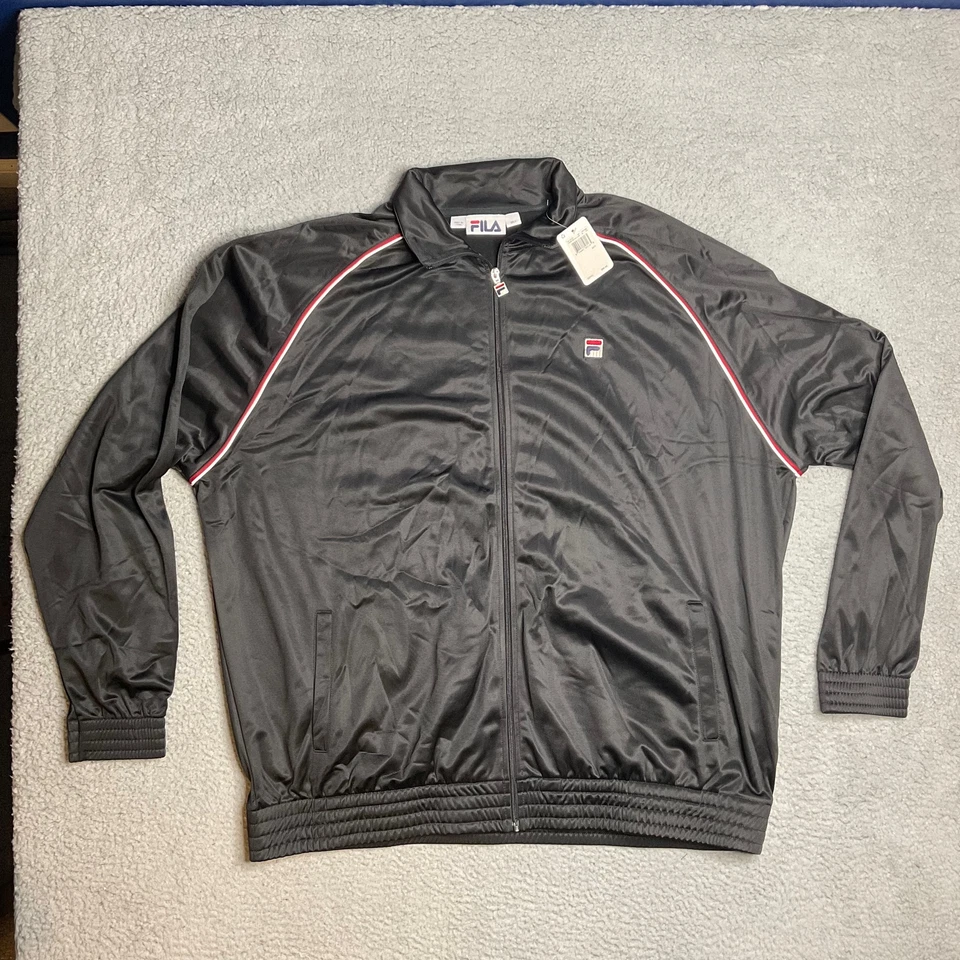 Fila Vintage 90s Track Jacket Black Stripe Accent Full Zip Mens 3XLT - Image 1 of 4
