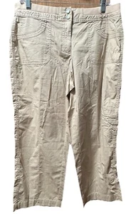 Rafaella Classic 10 Beige/Cream Elastic Waist Multi Pocket High-Rise Capri Pants - Picture 1 of 9