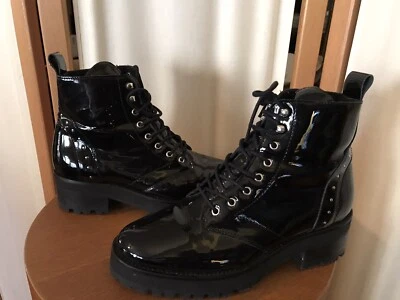 REDUCED! The Kooples-Ladies Patent Leather Studs Combat Boots Size 39/US Size 8  - Image 1 of 4