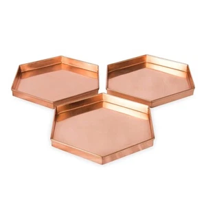 ACHLA Hexagonal Trays, Set of 3, Copper Plated - TRY-H9 - Picture 1 of 1