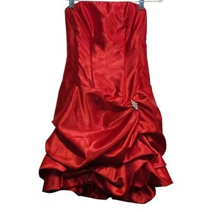 Vestido Jessica McClintock Rojo Sin Tirantes Formal Baile de graduación Dobladillo Burbuja Baile de graduación Talla 5 - Imagen 1 de 10