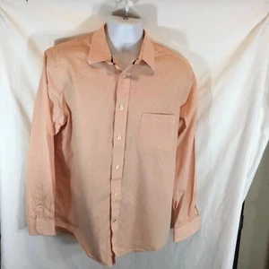 Consensus Mens Sz M Button Up Shirt Long Sleeve Orange white Striped 100% Cotton - Picture 1 of 3