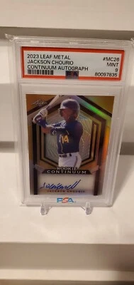 2023 Leaf Metal Rookie Continuum Jackson Chourio #MC-26 Auto /129 PSA 9  - Image 1 of 2