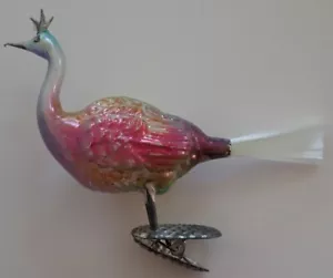 Adorno De Colección Alemán Vidrio Mercurio Coronado Pavo Cola Hilada Navidad - Imagen 1 de 3