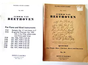 Beethoven..2 x Pocket Scores.Quintet Op.16 + For Piano & Wind Instruments.Kalmus - Picture 1 of 5