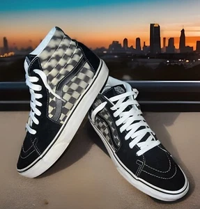 Zapatillas altas Vans Sk8-Hi Blur a cuadros negras/blancas para hombre talla 8/mujer 9,5 - Imagen 1 de 10