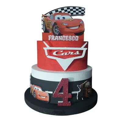 Torta Compleanno in Polistirolo Cars Disney Personalizzata  con Nome Numero - Immagine 1 di 2
