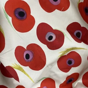 3M Weiß Mohn Baumwollmischung Handarbeit Stoff. Gedruckt in Großbritannien Ali & Nick Munro - Bild 1 von 7