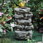 Electric Led Lights Stone Rock Statues Garden Patio Fountain Resin Water Feature