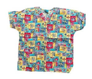 Scrubs HQ Scrub Top Women’s Large Bugs Dragonflies Bumblebees - Picture 1 of 8