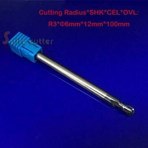 HRC55 R3.0*6*12*100mm 2F ball end mill 2 Flute Carbide Ball nose CNC router bit - Picture 1 of 1
