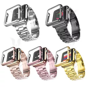 Per Apple Watch Series 9/8/7/6/5/4/3 cinturino in acciaio inox custodia cinturino - Foto 1 di 32