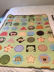 Target Circo Green Bear Turtle Frog Star Circle Turtle Brown Sherpa Blanket - Picture 1 of 5