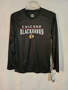 Chicago Blackhawks Youth Long Sleeve T-Shirt In Black Size Large (14/16) - Picture 1 of 5