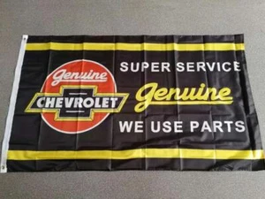 CHEVROLET GENUINE SERVICE PARTS FLAG 3 x 5ft - 90cm x 150cm BAR CAR RACING - Picture 1 of 1