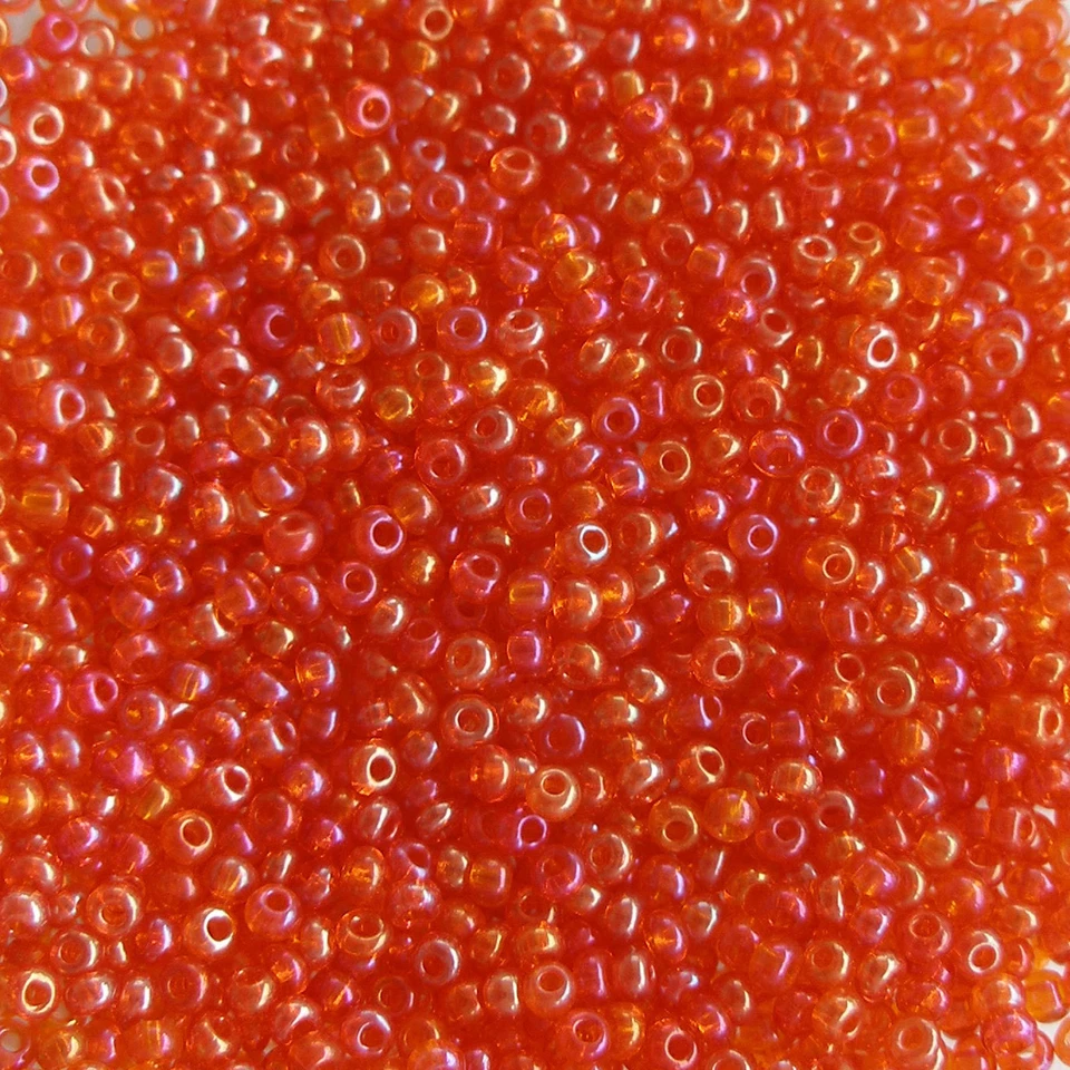 *** CLEARANCE *** Japanese Seed Beads 11/0 Transparent Orange AB/Iris 1/2 ounce - Image 1 of 1