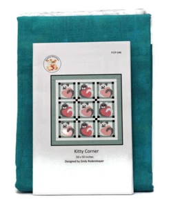 Quilt-Set - Kitty Corner 50" x 50" Katzen Aqua Pink Quilt Kit M409.18 - Bild 1 von 1
