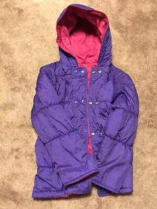  Reversible Girls Pink or Purple Winter Puffy or Fleece Jacket Coat Size 14 - Picture 1 of 1