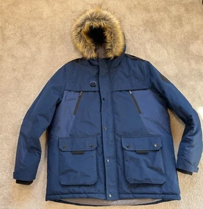 BURTON Blue Padded Hooded Mens ParkaCoat XL - Picture 1 of 7