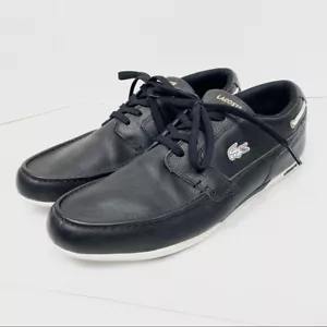 Zapatos de barco Lacoste Dreyfus de cuero negro con cordones talla 13 - Imagen 1 de 8
