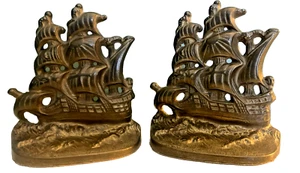 Englische Galeone Metall Gusseisen Buchstützen COPR 1928 Piraten Galerie Set 2 - Bild 1 von 6