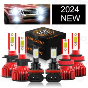 For Hyundai Santa Fe Sport 2013-2016 LED Headlight and Fog Light Bulbs Combo Kit - Picture 1 of 15