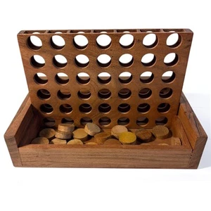 Juego Wooden Connect 4 | Juego de mesa de estrategia 4 en fila para niños y adultos - Imagen 1 de 8