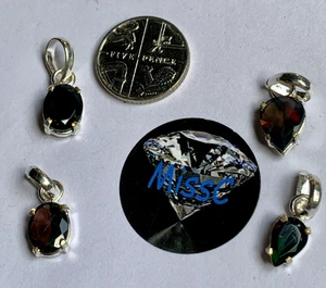 SET OF 4 X BLACK FIRE OPAL  CHARMS OR PENDANTS IN SILVER PLATED BEZEL - Picture 1 of 5
