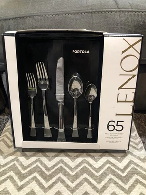 NEW in BOX LENOX PORTOLA 65 PIECE FLATWARE SET SERVICE for 12 ELEGANT STAINLESS - Image 1 of 4